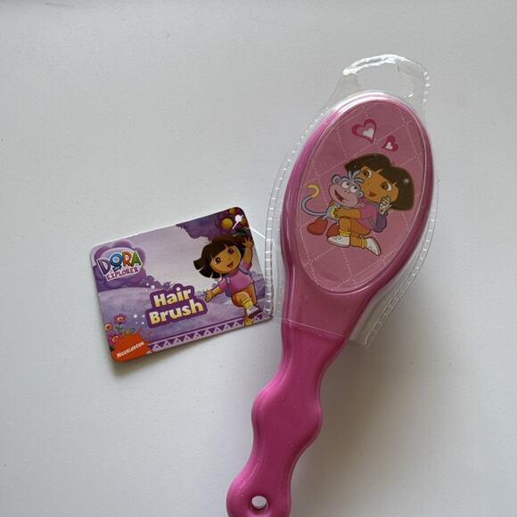Nick Jr. Dora the Explorer & Boots Pink Sparkly Girls Brush Comb Hair NEW - Picture 1 of 4